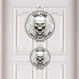 Come In And Rest - Personalized Skull Round Wood Sign