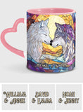 Wolf He Keeps Me Safe She Keeps Me Wild - Personalized Couple Heart Handle Mug