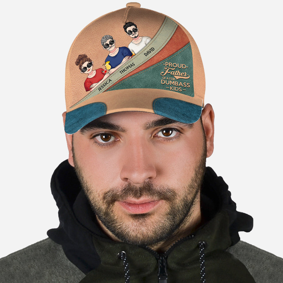 Proud Father Mother Grandma Grandpa Of A Few Kids - Personalized Father Classic Cap