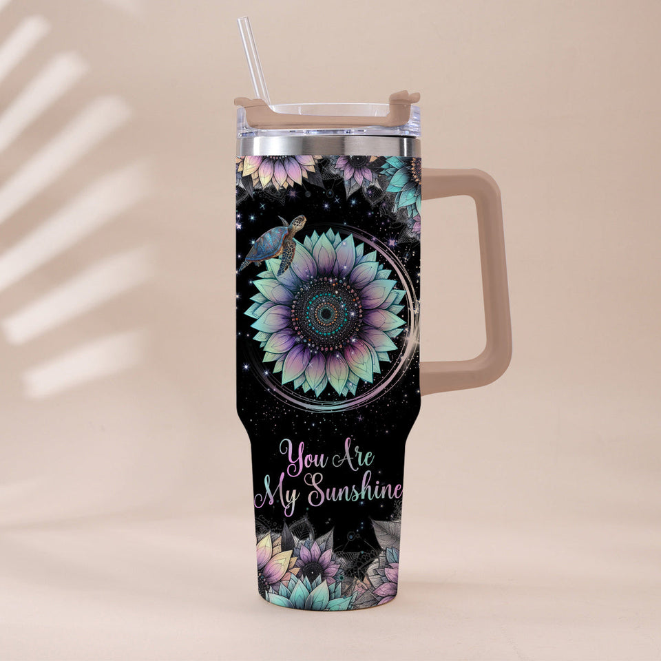 You Are My Sunshine - Personalized Turtle Tumbler With Handle
