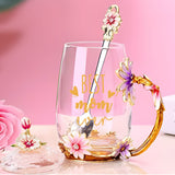Best Mom Ever - Personalized Mother Flower Glass Tea Cup