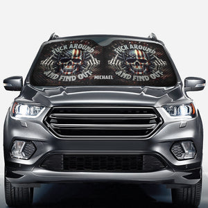 American Flag Skeleton - Personalized Skull Car Sunshade