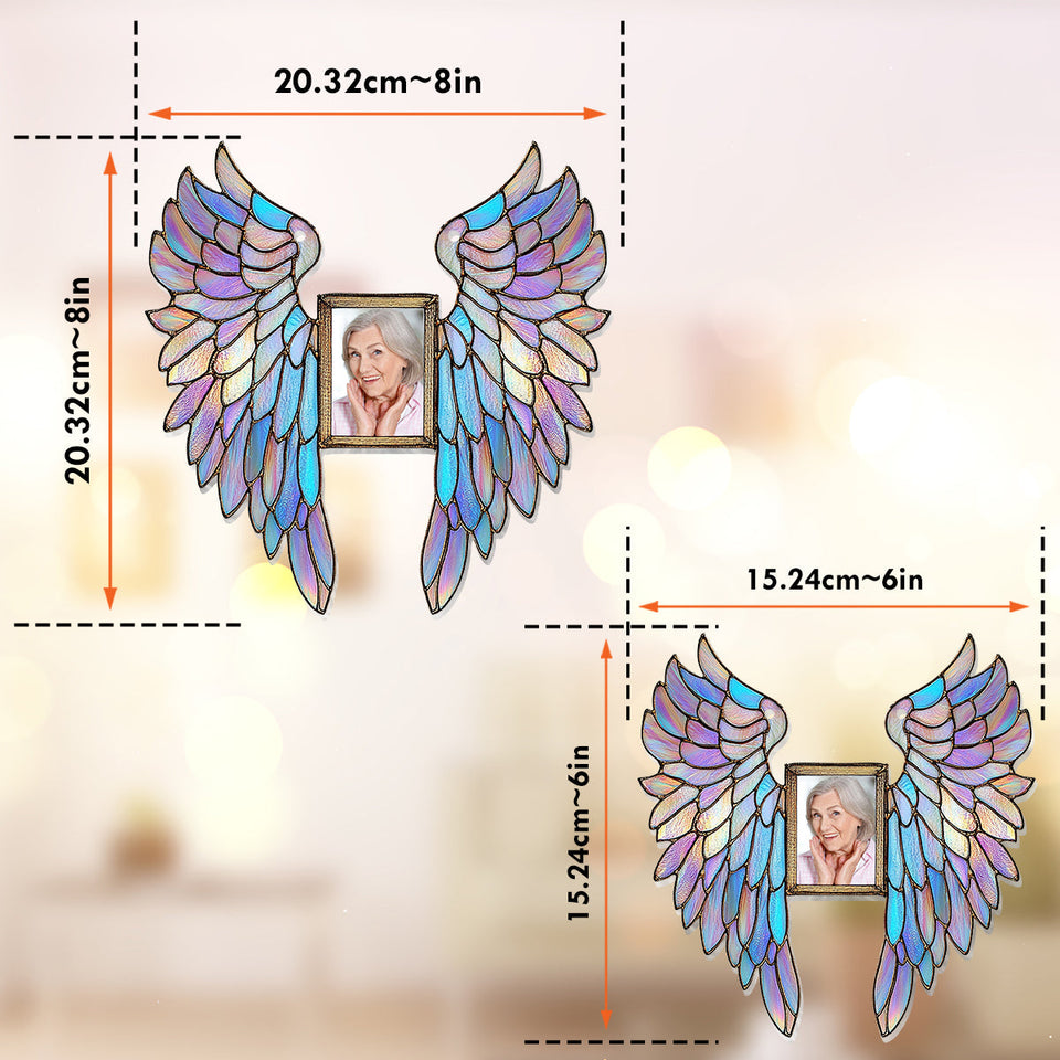 Ailes d'ange colorées - Ornement commémoratif personnalisé à suspendre à la fenêtre, attrape-soleil 