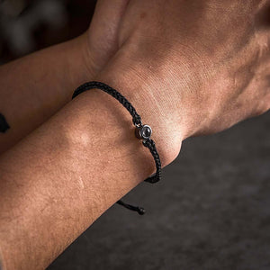 Personalized Braided Black Rope Photo Projection Charm