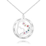 Our Family - Personalized Family Round and Heart Engraved Necklace