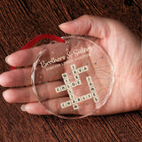 Forever Linked - Personalized Sibling Round Shaped Glass Ornament