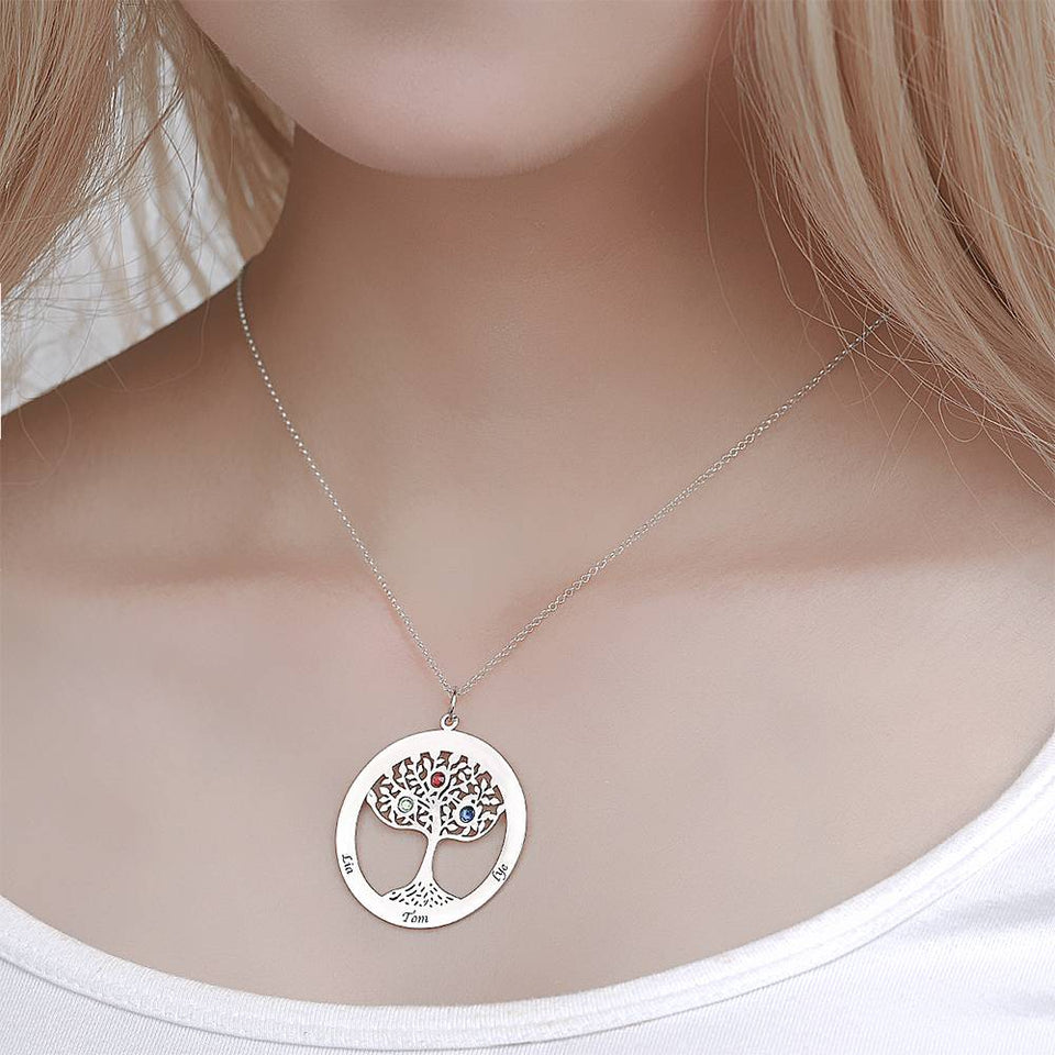 Personalized Family Tree Necklace With Birthstone