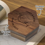 Custom Engraved Text - Personalized Hexagon Wooden Jewelry Box