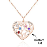 Our Family - Personalized Family Name Heart Pendant Necklace with Birthstone