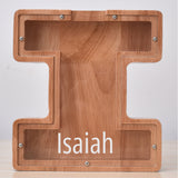 Custom Initial And Name - Personalized Letter And Name Oak Wooden Piggy Bank