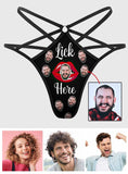 Lick Here Custom Face - Personalized Couple Sexy Women's Briefs G-strings