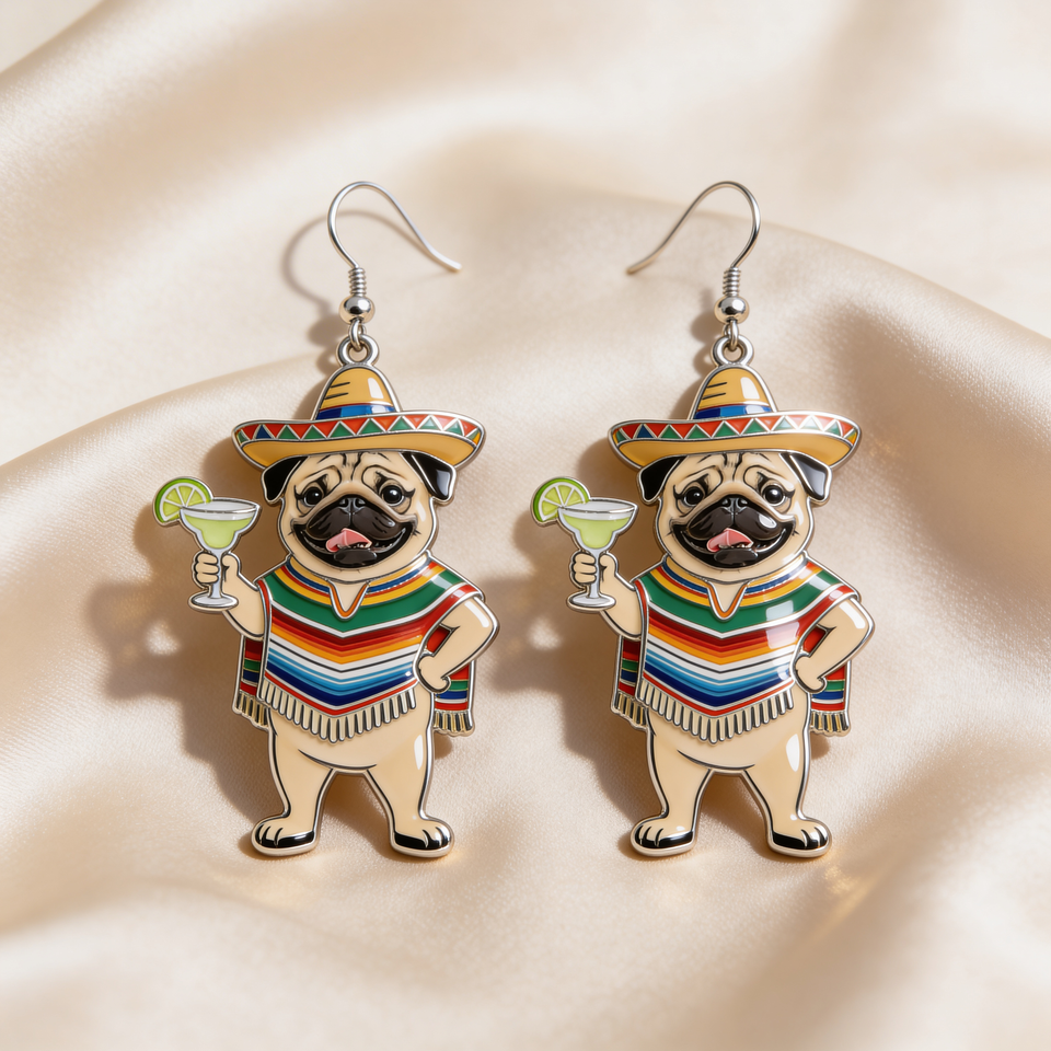 Custom Any Photo, Cinco De Mayo Earrings for Women - Personalized Dog Earrings