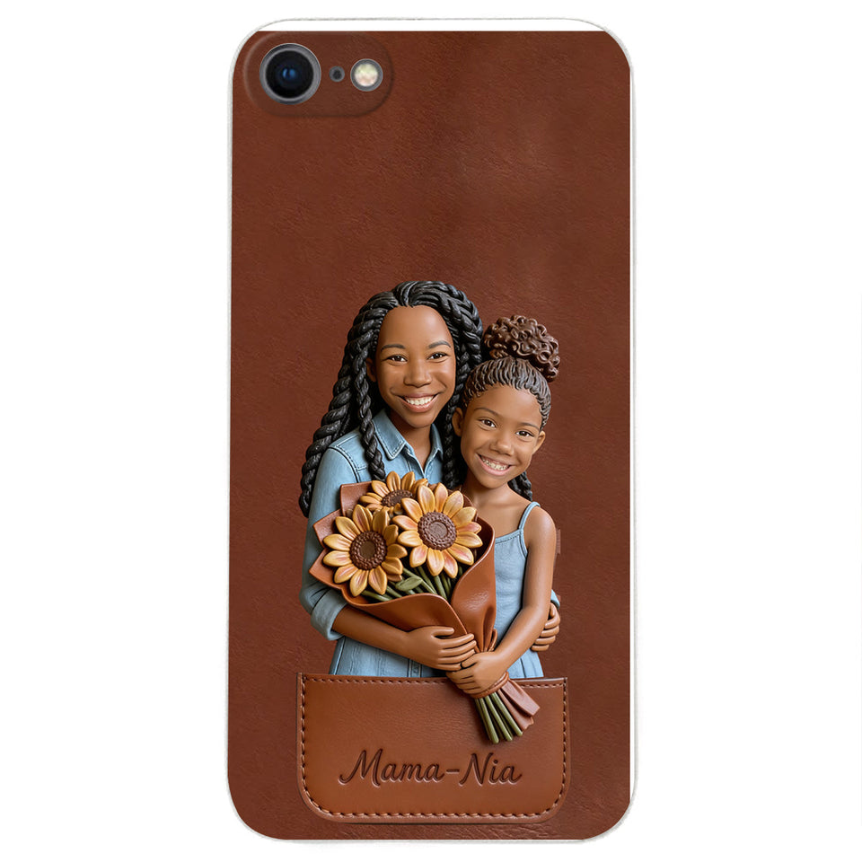 I Love You - Personalized Mother 3D Embossed Leather Phone Case
