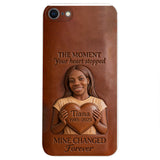 The Moment Your Heart Stopped - Personalized Memorial 3D Embossed Leather Phone Case
