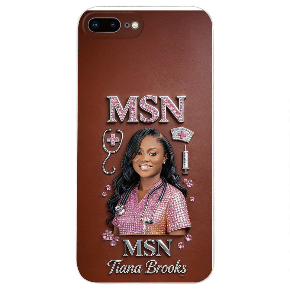 Any Title - Gifts For Nurse, Doctor - Personalized Nurse 3D Embossed Leather Phone Case