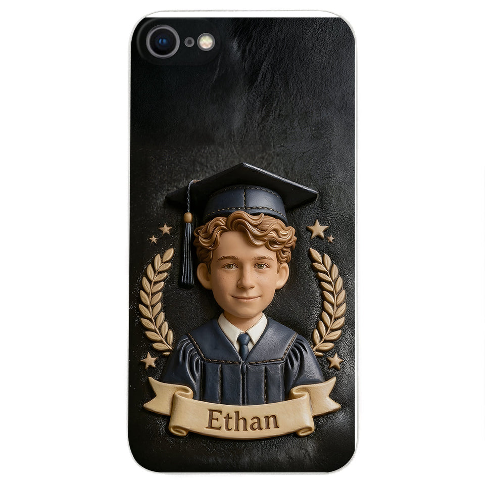 Graduation Gift - Personalized Graduation 3D Embossed Leather Phone Case