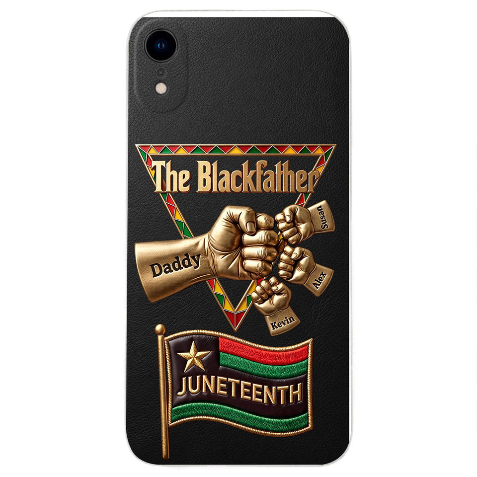 The Blackfather - Personalized Father 3D Embossed Leather Phone Case