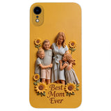 Best Mom Ever - Personalized Mother 3D Embossed Leather Phone Case
