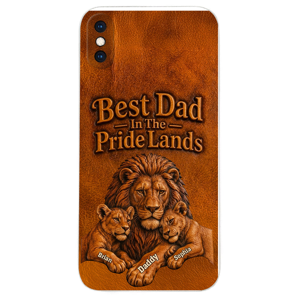 Papa Lion - Personalized Father 3D Embossed Leather Phone Case