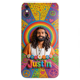 Hippie Theme, Custom From Any Image - Personalized Hippie 3D Embossed Leather Phone Case