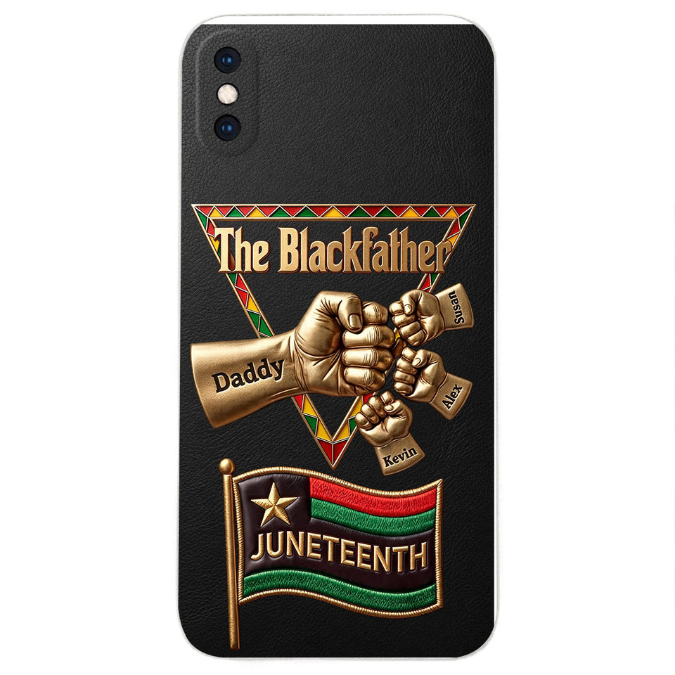 The Blackfather - Personalized Father 3D Embossed Leather Phone Case