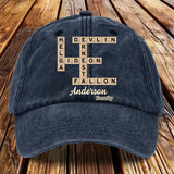 Love Family Scrabble Crossword - Personalized Scrabble Washed Denim Cap
