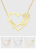 Personalized Daisy Heart-shaped Name Necklace