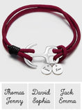 I Love You - Personalized Couple Engraved Bracelet Marine Anchor Cord Bracelet