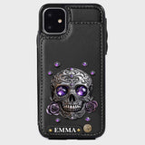 Beautiful Skull And Roses - Personalized Skull Wallet Phone Case