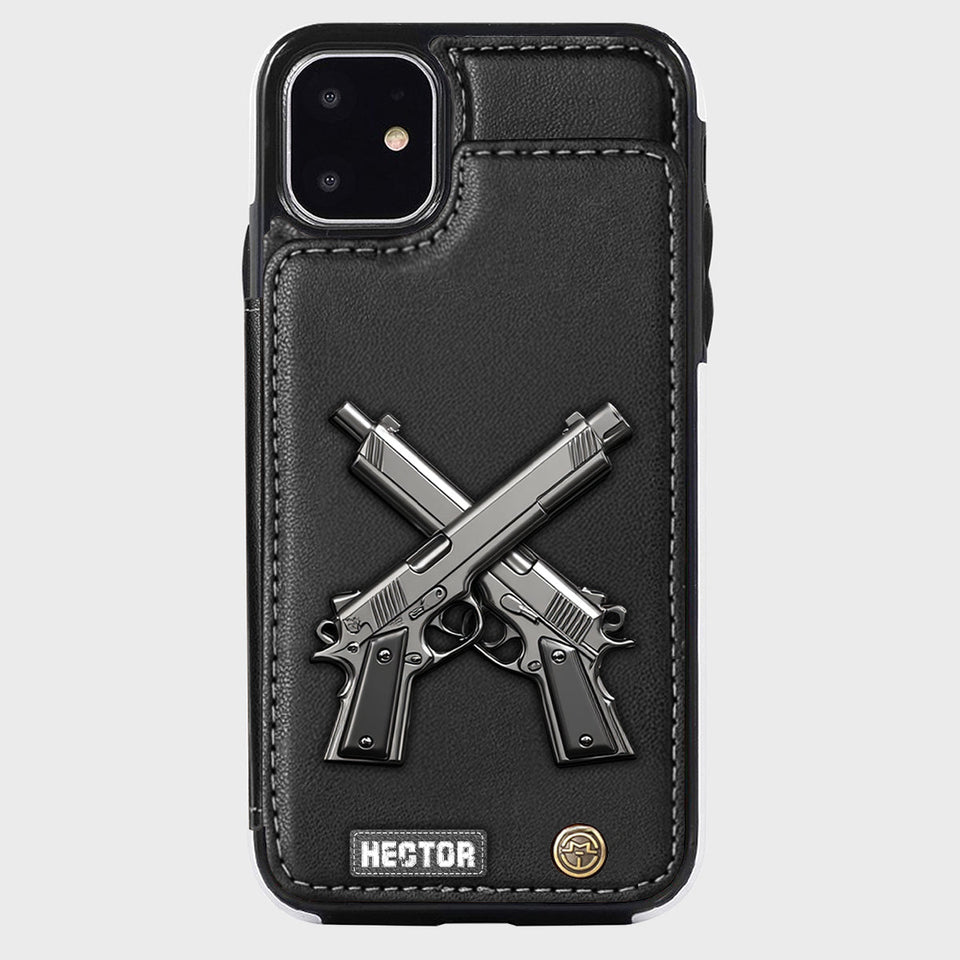 Crossed Pistols - Personalized Tactical equipment Wallet Phone Case