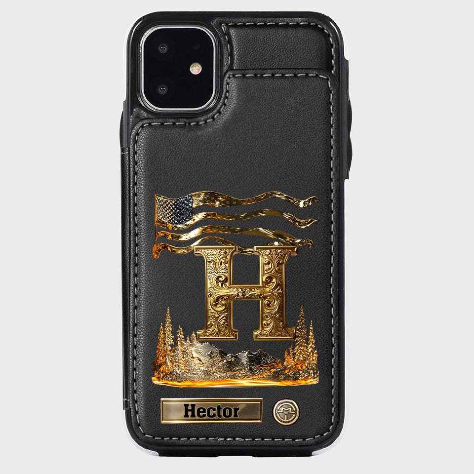 Name Initial Alphabet - Personalized Luxury Wallet Phone Case