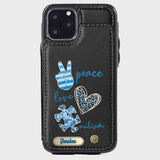 Sensibilisation à l'autisme - Étui portefeuille personnalisé pour téléphone portable