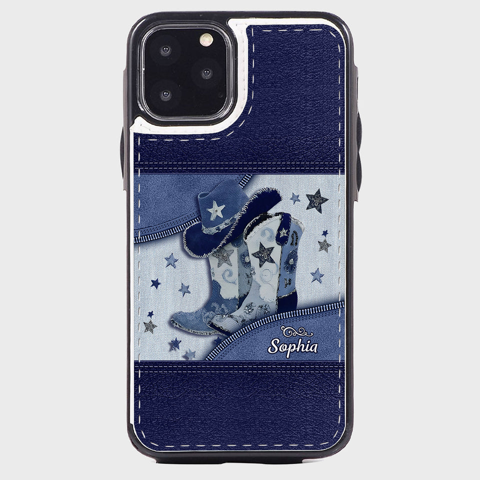 Cowgirl Boots - Personalized Cowgirl Foldable Wallet Phone Case