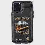 Whiskey And Cigar - Personalized Whisky Wallet Phone Case