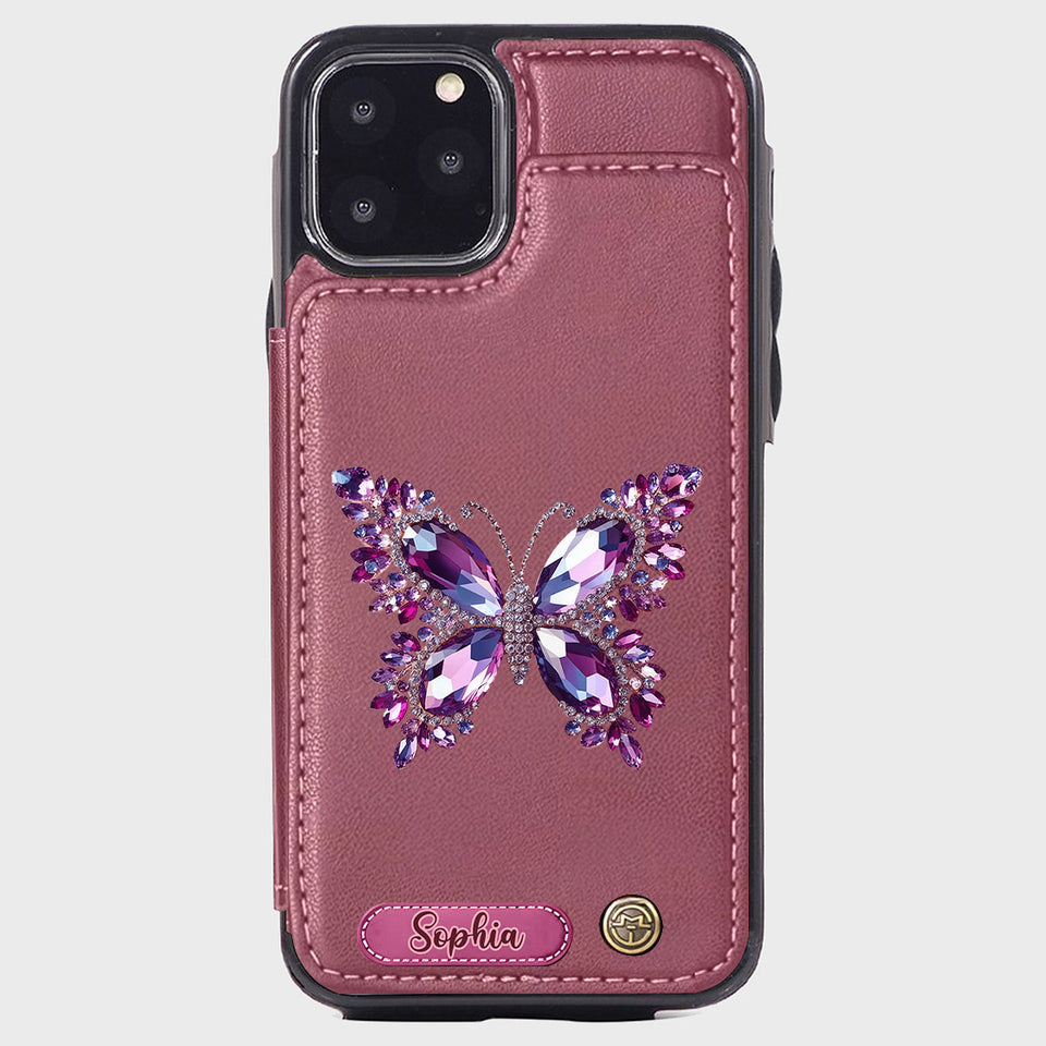 Beautiful Butterfly - Personalized Butterfly Wallet Phone Case