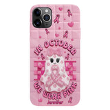 Coque de téléphone personnalisée avec un adorable fantôme et un message de sensibilisation au cancer du sein - Coque de téléphone imprimée intégralement pour la sensibilisation au cancer du sein