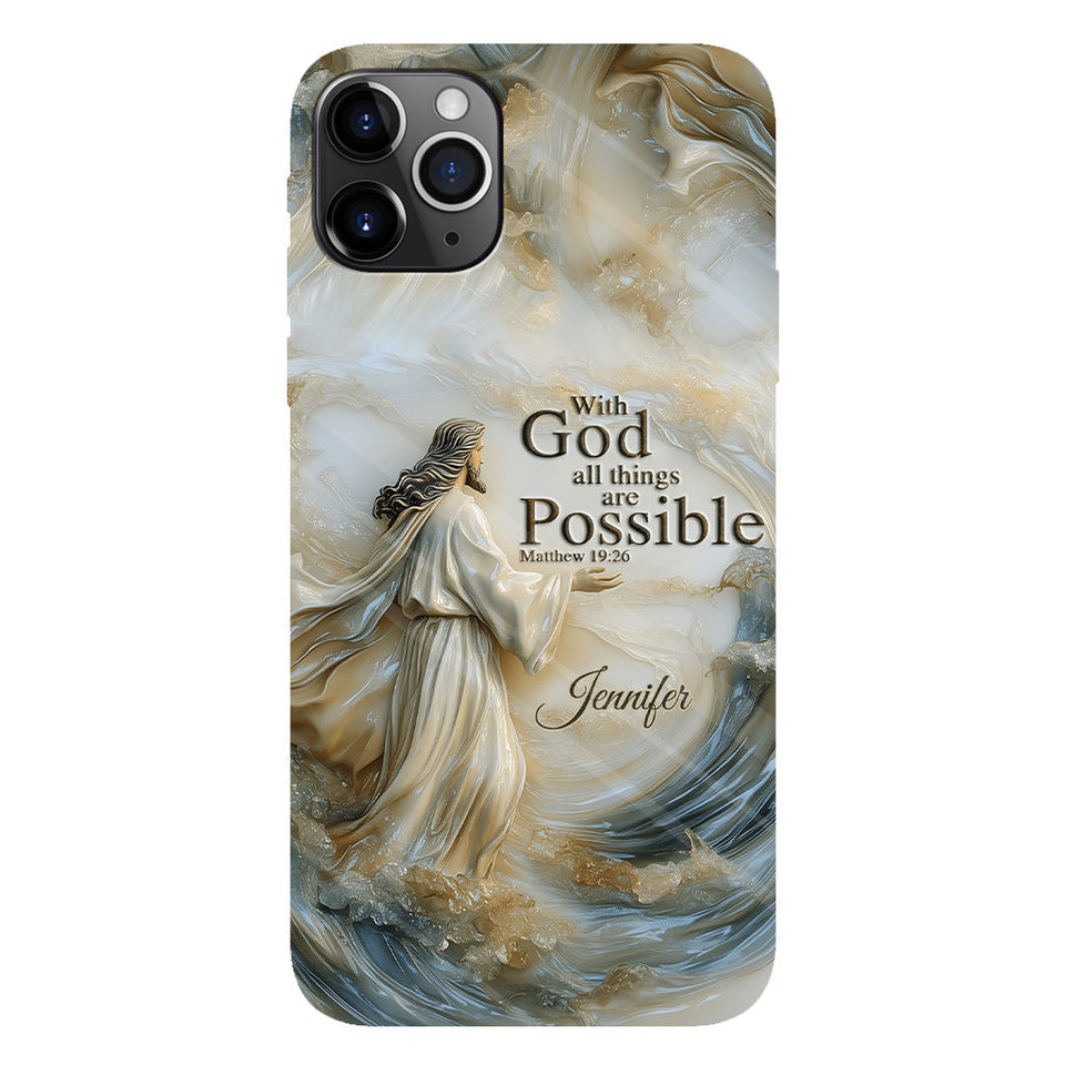 Avec Dieu - Coque de téléphone personnalisée avec impression chrétienne intégrale