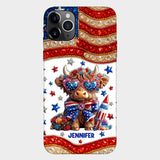 July 4th America - Personalized Highland Cow Full Print Phone Case