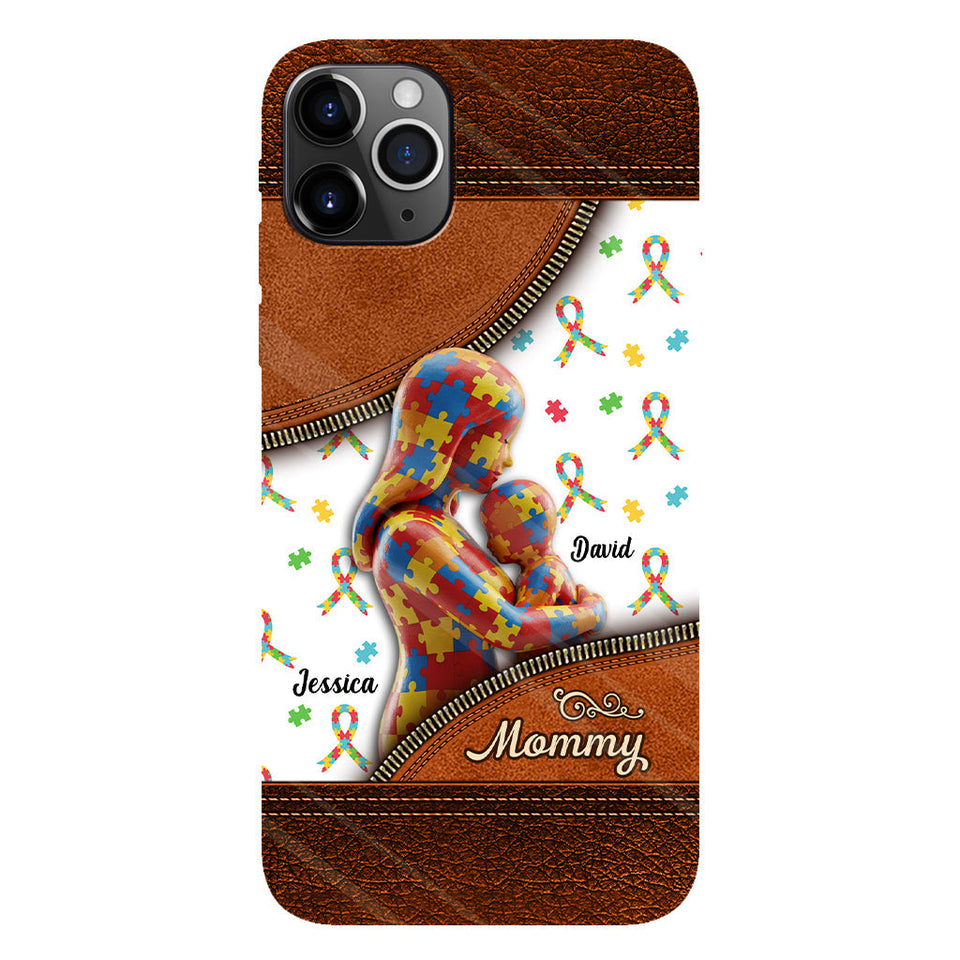 L'amour d'une mère - Coque de téléphone personnalisée avec impression intégrale pour la sensibilisation à l'autisme