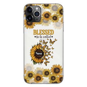 Beautiful Sunflower Blessed To Be Called - Gift for grandma, mom - Personalized Clear Phone Case