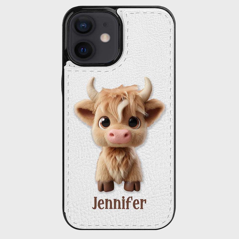Cute Highland Cow - Personalized Highland Cow Foldable Wallet Phone Case