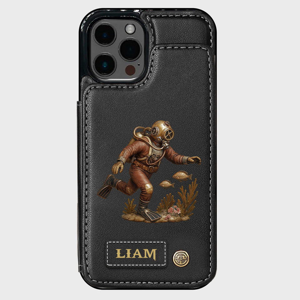Scuba Diving Lovers Gift - Personalized Scuba Diving Wallet Phone Case