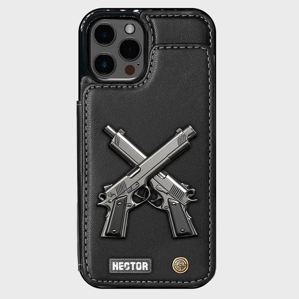 Crossed Pistols - Personalized Tactical equipment Wallet Phone Case