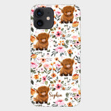 Floral Highland Cow - Personalized Highland Cow Full Print Phone Case