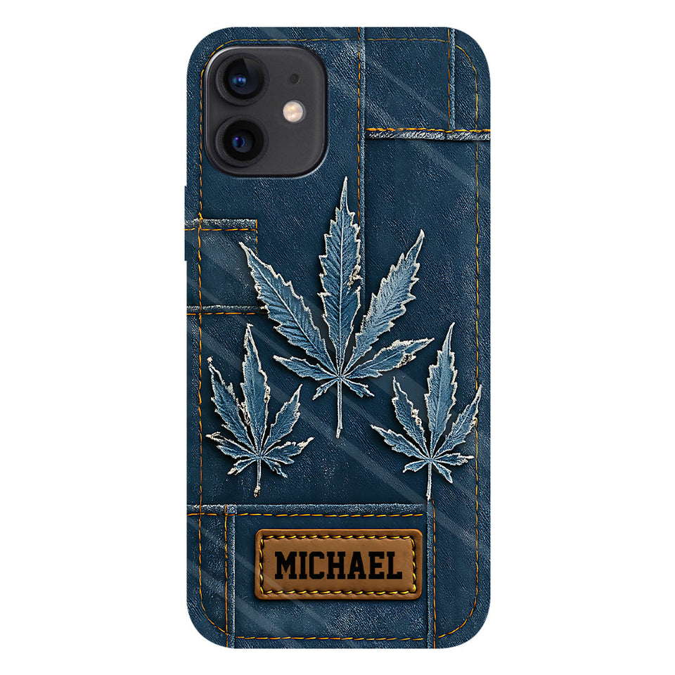 Distressed Denim Marijuanas - Personalized Weed Full Print Phone Case