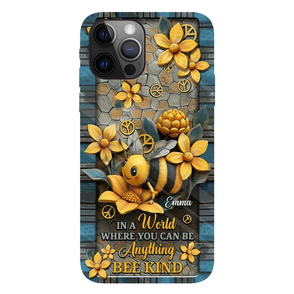 In A World Where You Can Be Anything Be Kind - Personalized Hippie Full Print Phone Case