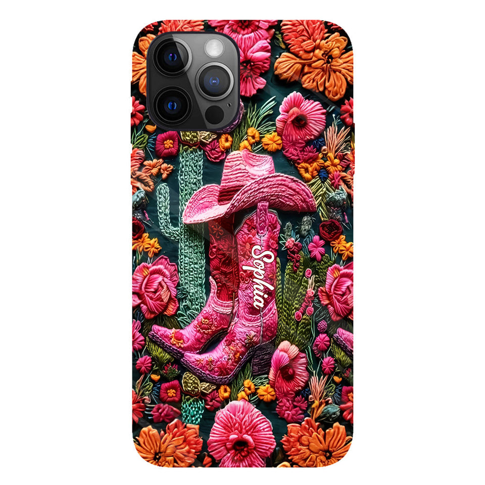 Pink Cowgirl - Personalized Country Girl Full Print Phone Case