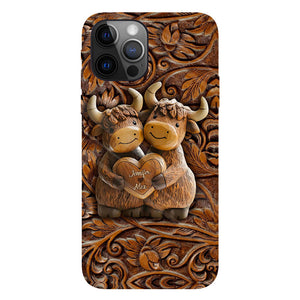Cute Highland Cow Couple - Personalized Highland Cow Full Print Phone Case