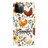 Cute Floral Chickens - Personalized Chicken Full Print Phone Case