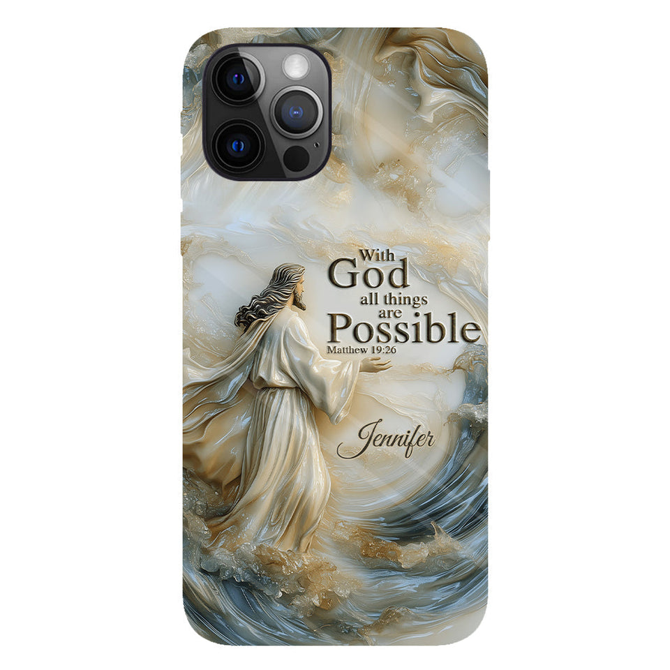 Avec Dieu - Coque de téléphone personnalisée avec impression chrétienne intégrale
